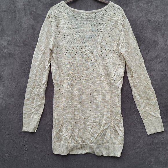 Free People Into The Night LS Tunic Cardigan Sweater S Beige Boho Button NWT - Picture 3 of 10
